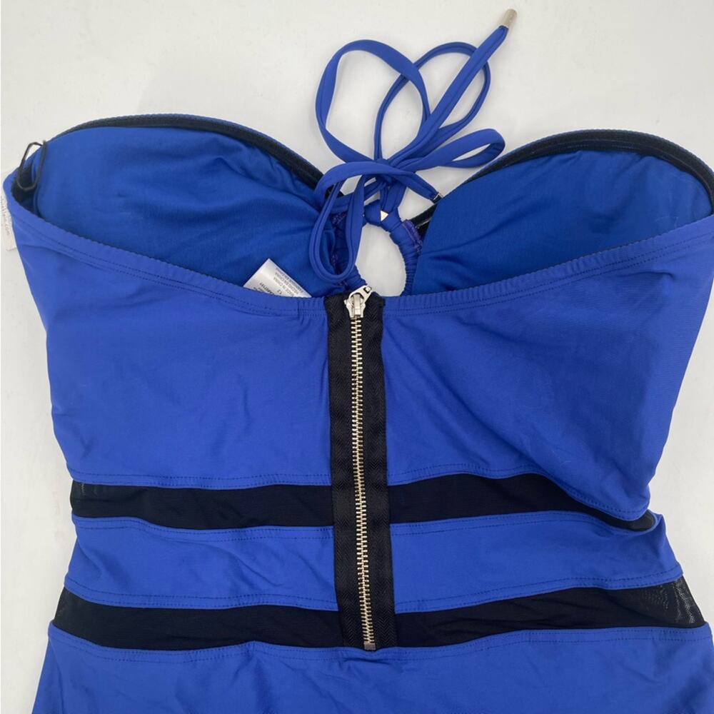 CALVIN KLEIN Swimsuit Color Block Mesh Bandeau Neck Tie Swim Beach Size 12 NWT - Picture 10 of 14